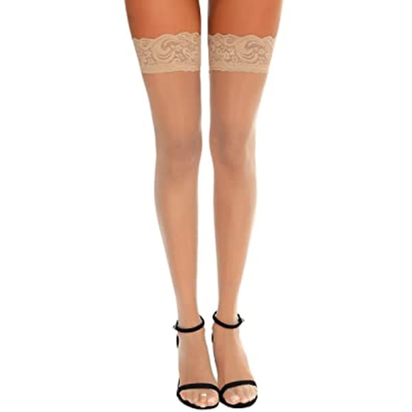 Silky Dam/Dam Shine Spets Top Hold Ups (1 par) X-Large (5) Nude X-Large (5ft6”-5ft10”)