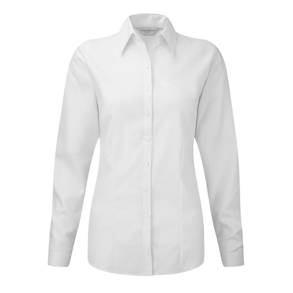 Russell Dam/Kvinnor Herringbone Långärmad Arbetsskjorta M Vit White M