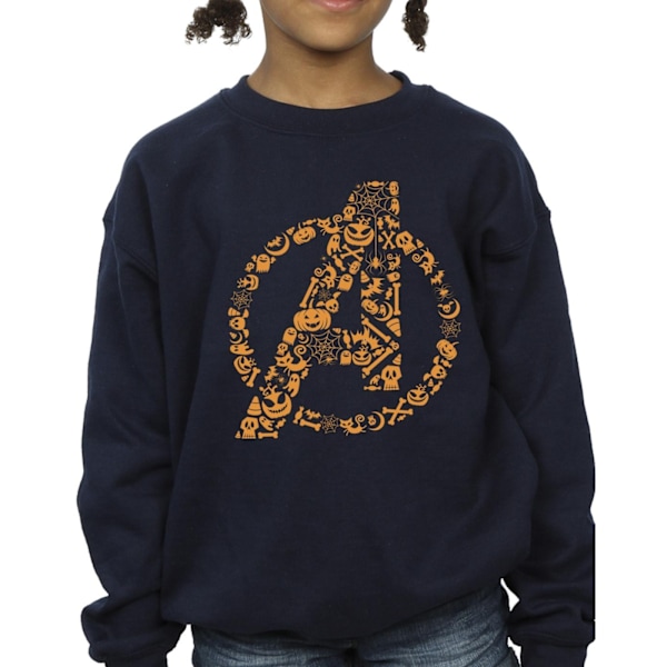 Marvel Girls Avengers Halloween Logo Sweatshirt 3-4 år Marinblå Navy Blue 3-4 Years