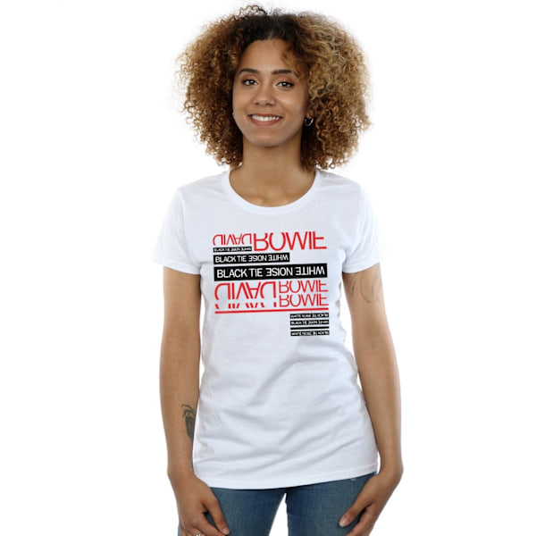 David Bowie Dam/Kvinnor Svart Slips Vit Brus Bomull T-shirt White L