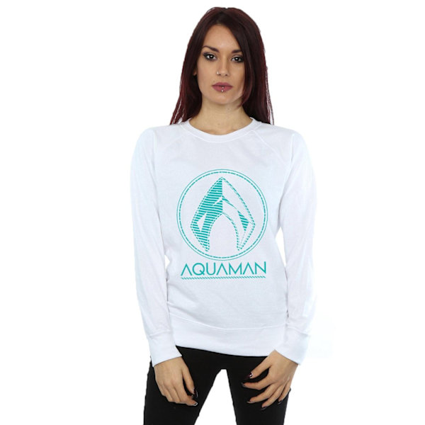 DC Comics Dam/Kvinnor Aquaman Aqua Logo Sweatshirt S Vit White S