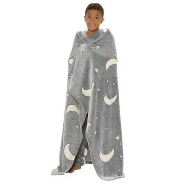 RJM Moon And Starts Glow In The Dark Blanket One Size Grey Grey One Size