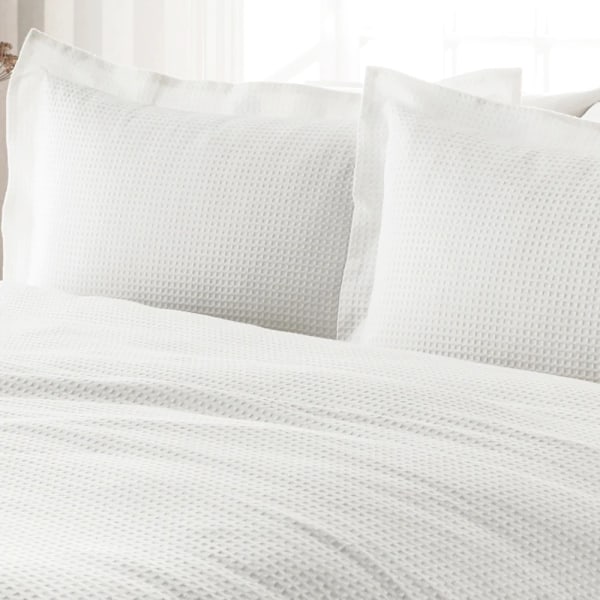The Linen Yard Våffel Textured Påslakan Set Dubbel Vit White Double