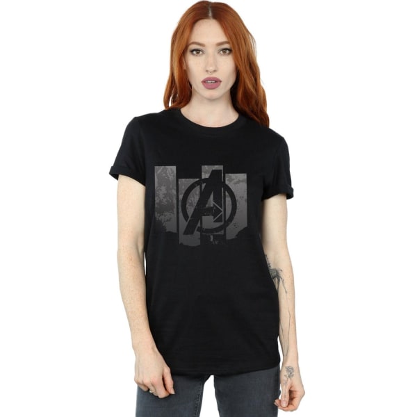Marvel Womens/Ladies Avengers Endgame Panel Logo Bomull Boyfrie Black 3XL