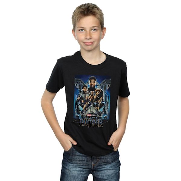 Marvel Studios Boys Black Panther Poster T-Shirt 9-11 år Bla Black 9-11 Years