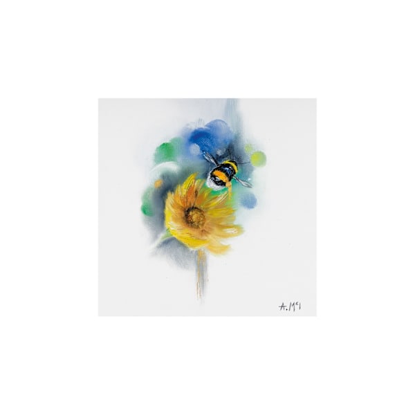 Alison Mcilkenny Humla & Blomster Tryck 30cm x 30cm Gul/Grön/Blå Yellow/Green/Blue 30cm x 30cm