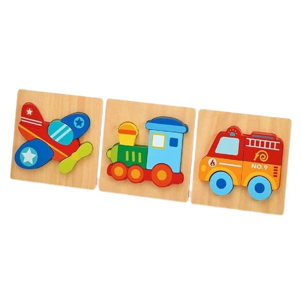 Tooky Toys Barn/Barnfordon Träpussel (3-pack) På Multicoloured One Size