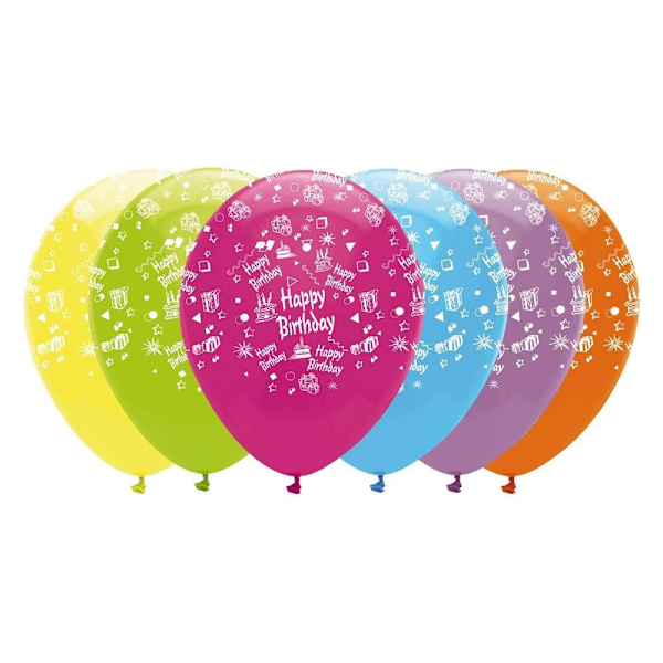 Kreativa latexballonger med tryck för födelsedagsfest (6-pack) Multicoloured One Size