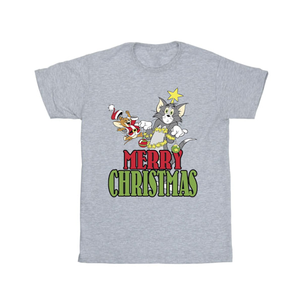 Tom och Jerry Girls Merry Christmas Baubles Bomull T-shirt 5-6 Sports Grey 5-6 Years