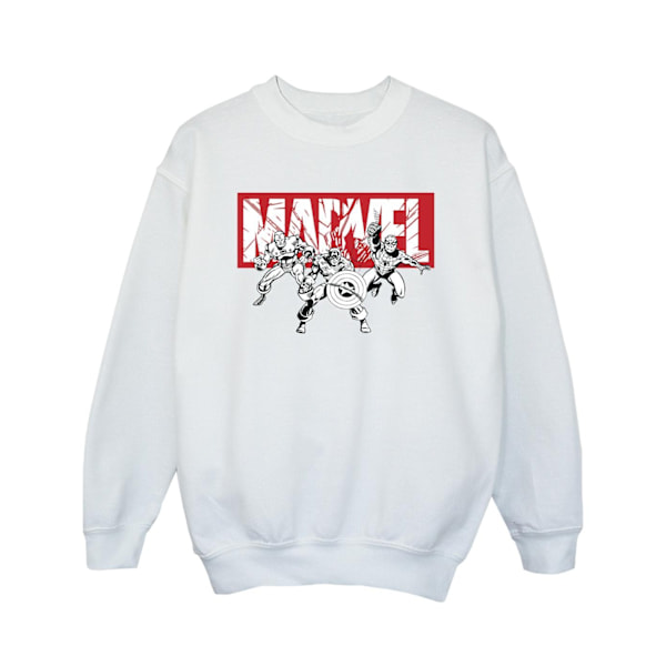 Marvel Girls Comics Hero Group Sweatshirt 7-8 år Vit White 7-8 Years