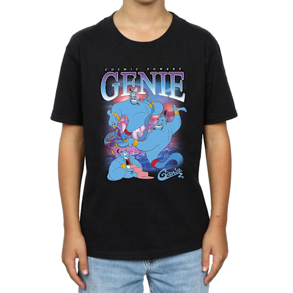 Aladdin Pojkar Genie Montage Bomull T-shirt 7-8 År Svart Black 7-8 Years