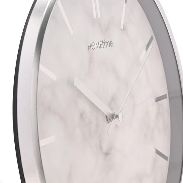 Hometime Slim Line Väggklocka med Marmormönster 31cm - Silver One Silver One Size
