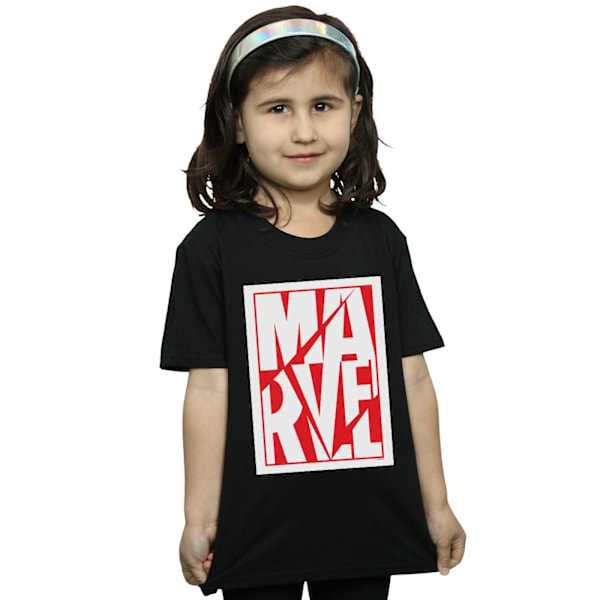 Marvel Girls Portrait Logo Bomull T-shirt 7-8 år Svart Black 7-8 Years