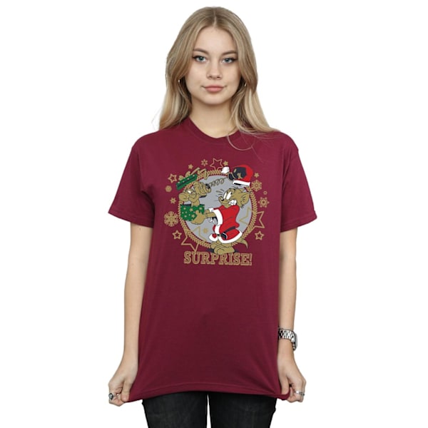 Tom And Jerry Dam/Damer Jul Överraskning Bomull Pojkvän Burgundy XL