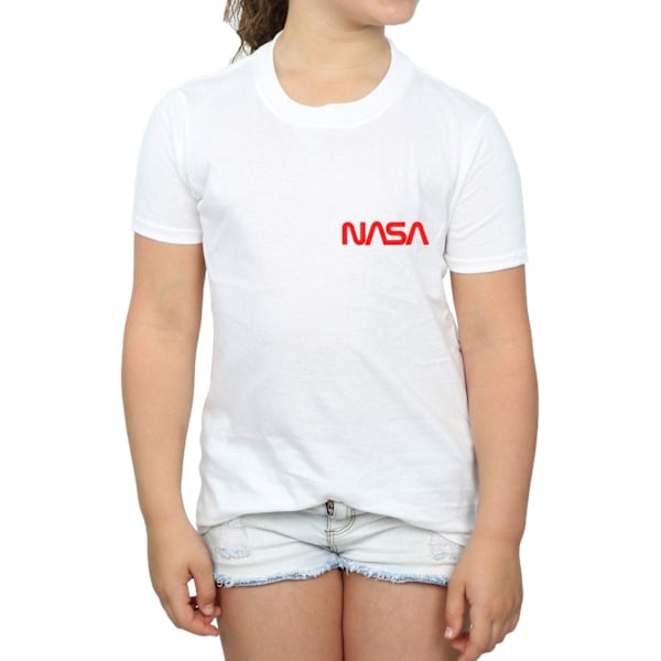 NASA Girls Modern Logo Chest Cotton T-Shirt 9-11 år Vit White 9-11 Years