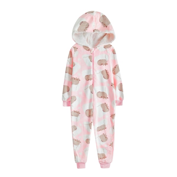 Pusheen flickor pyjamas med tryck överallt 9-10 år ljusrosa/vit Light Pink/White 9-10 Years