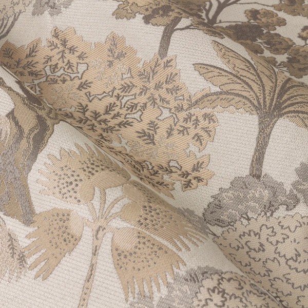 Wylder Woodlands Jacquard Blommiga Öglettgardiner 168cm x 183cm Natural 168cm x 183cm