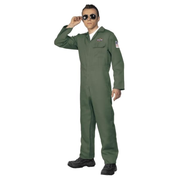 Smiffys Herr Pilot Kostym Jumpsuit M Grön Green M