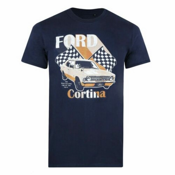 Ford Mens Cortina bomull T-shirt L Marinblå Navy L