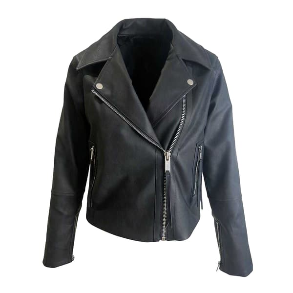 Kangol Dam Asymmetrisk Regular Bikerjacka 12 UK Svart Black 12 UK