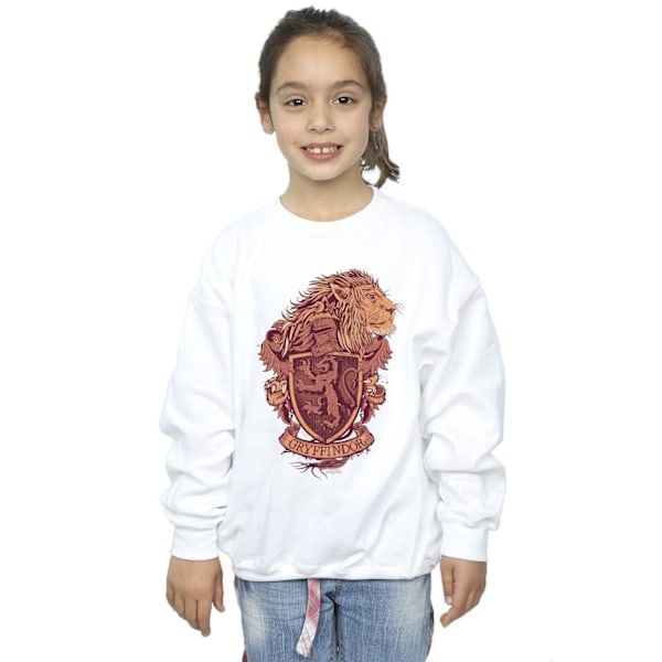 Harry Potter Tjejer Gryffindor Sketch Crest Sweatshirt 9-11 År White 9-11 Years
