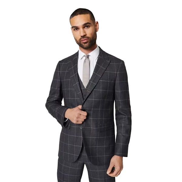 Burton Herr Windowpane Check Slim Tailored Kostymjacka 40L Char Charcoal 40L