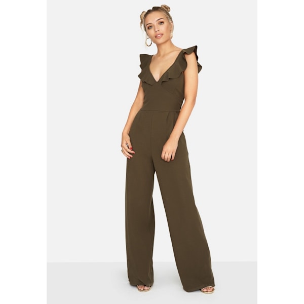 Girls On Film Dam/Dam Sabor Volang Jumpsuit 10 UK Khaki Grön Khaki Green 10 UK