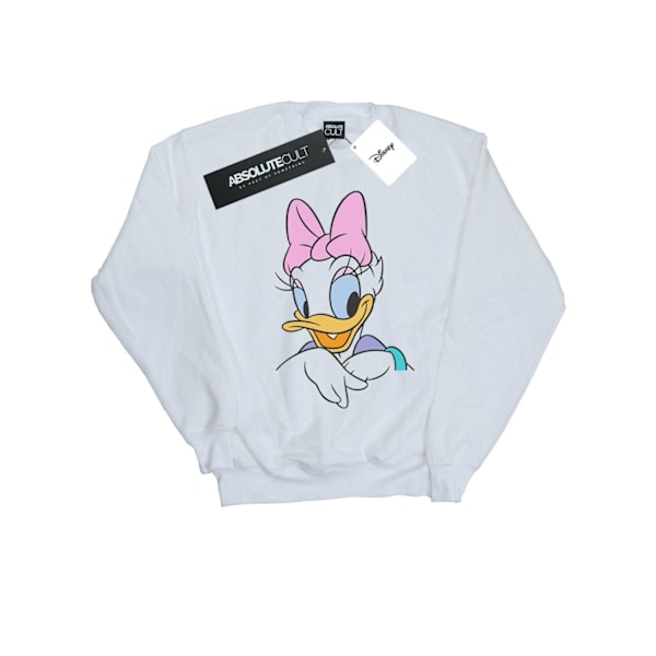 Disney Girls Daisy Duck Stor Porträtt Sweatshirt 7-8 År Vit White 7-8 Years