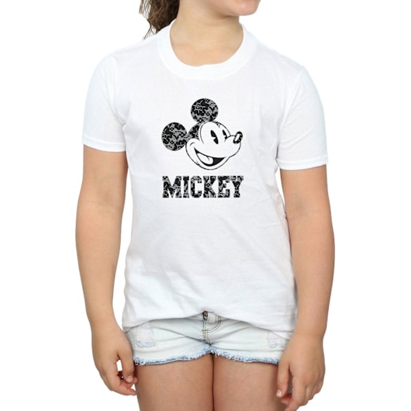 Disney Girls Mickey Mouse Laces Bomull T-shirt 5-6 år Vit White 5-6 Years