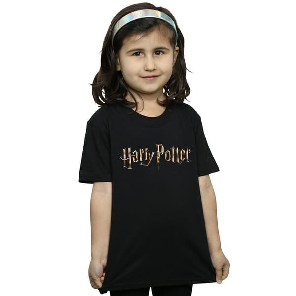Harry Potter Flickor Fullfärg Logotyp Bomulls T-shirt 3-4 År Svart Black 3-4 Years