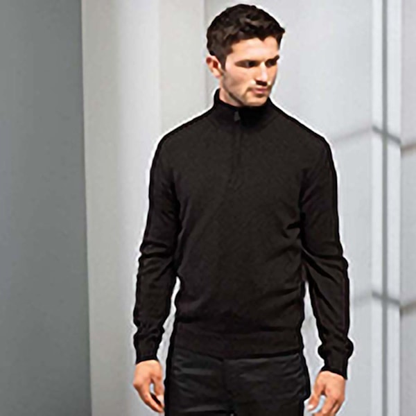Premier Herr 1/4 Dragkedja Stickad Tröja 4XL Svart Black 4XL