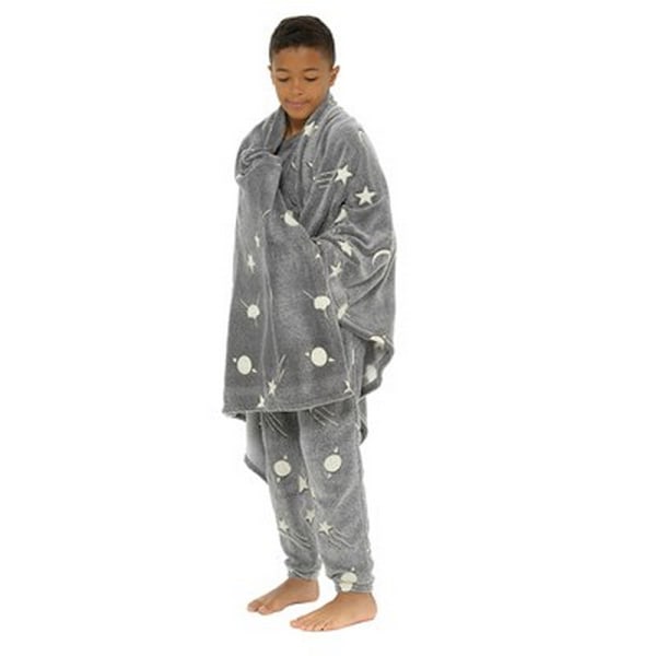 RJM Planets Print Glow In The Dark Filt En Storlek Grå Grey One Size
