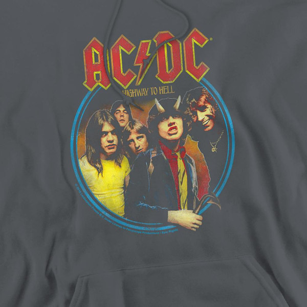 AC/DC Herr Highway To Hell Hoodie XL Kolgrå Charcoal XL