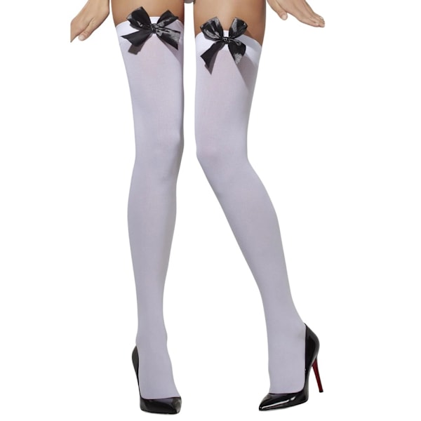 Fever Dam/Dam Bow Opaque Stay-ups One Size Vit White/Black One Size