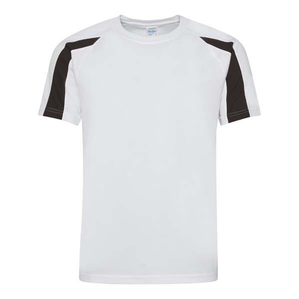 Just Cool Mens Contrast Cool Sports Plain T-Shirt XL Arctic Whi Arctic White/Jet Black XL