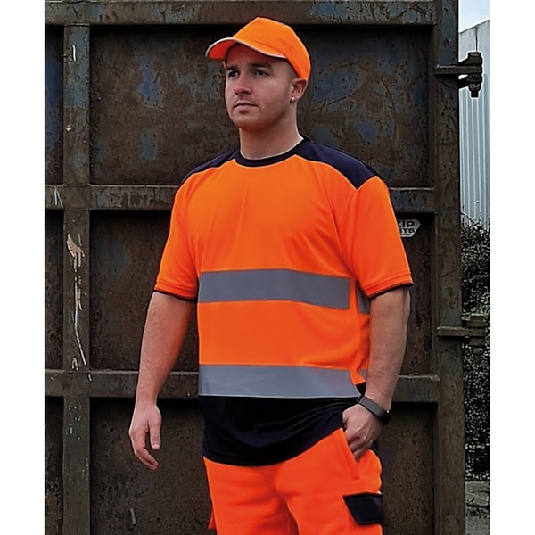 Yoko Hi-Vis T-shirt i två toner för män XXL Orange/Marinblå Orange/Navy XXL