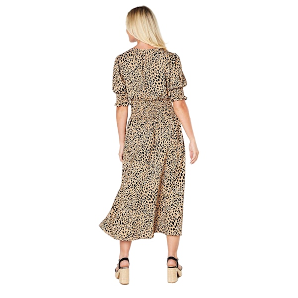 Dorothy Perkins Dam/Dam Shirred Midja Maxi Klänning 16 UK Br Brown/Black 16 UK