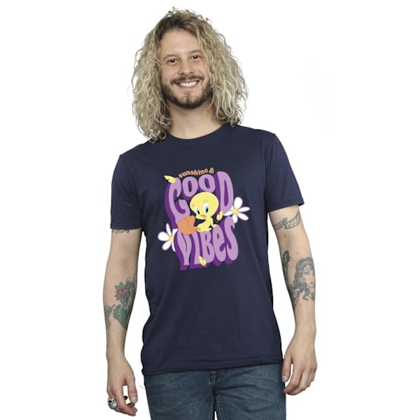 Looney Tunes Mens Tweeday Sunshine & Good Vibes T-Shirt M Marinblå Navy Blue M