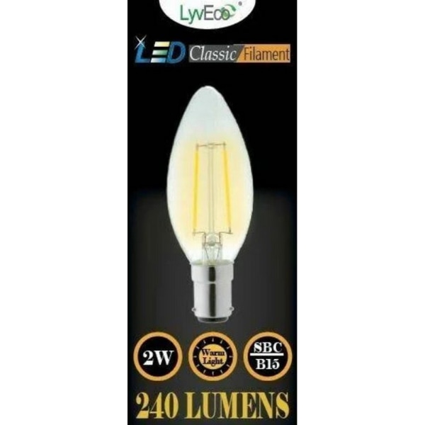 Lyveco SBC Clear LED 2 Filament 240 Lumens Candle 2700K Light B Transparent One Size
