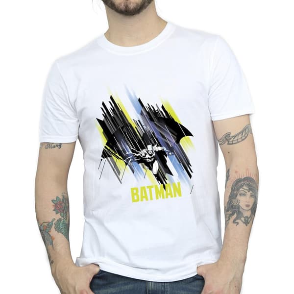 DC Comics Herr Batman Flying Batman T-shirt M Vit White M