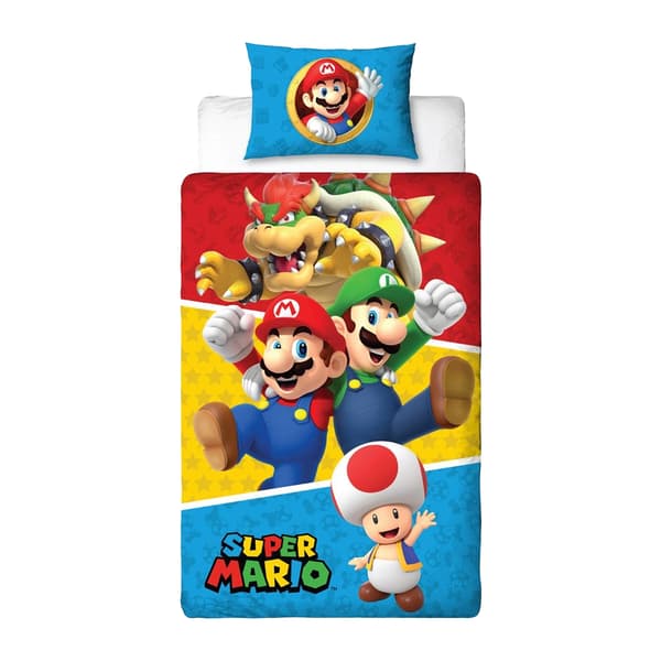 Super Mario Splitter Påslakanset Enkel Flerfärgad Multicoloured Single
