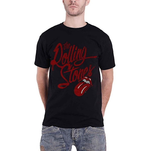 The Rolling Stones Unisex Script Logo T-shirt XL Svart Black XL