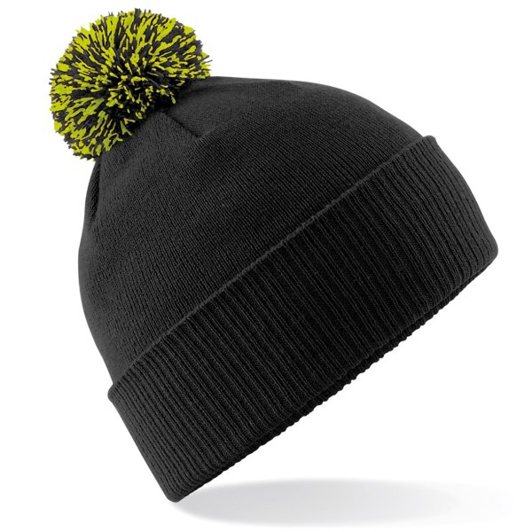 Beechfield Girls Snowstar Duo Extreme Winter Hat One Size Svart Black/Lime Green One Size