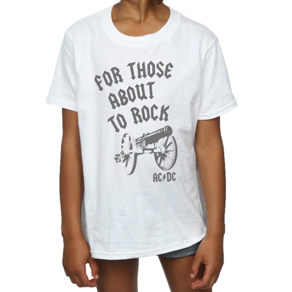 AC/DC Girls For Those About To Rock Cannon Bomull T-shirt 12-13 White 12-13 Years