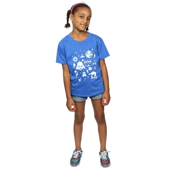 Star Wars Girls Jul Dekorationer Bomull T-shirt 7-8 År Royal Blue 7-8 Years