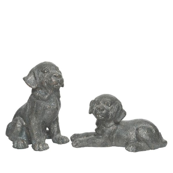 Kaemingk Hund Poly Magnesium Djurfigur (2-pack) One Size Black One Size