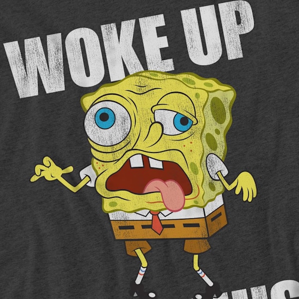 SvampBob Fyrkant Unisex Vuxen Vaknade Så Här Meme T-shirt Charcoal M