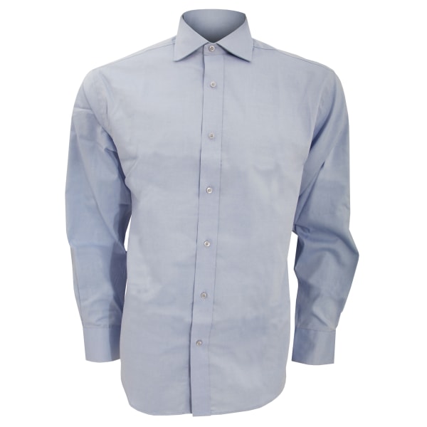 Kustom Kit Herr Superior Oxford långärmad skjorta 15,5 tum Lig Light Blue 15.5inch