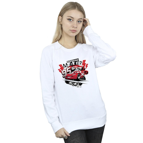 Disney Dam/Kvinnor Bilar Blixten McQueen Collage Sweatshirt White L