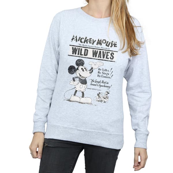 Disney Dam/Kvinnor Mickey Mouse Making Waves Sweatshirt M Hea Heather Grey M